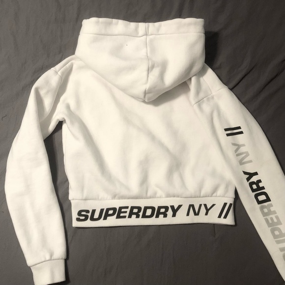 SUPERDRY cropped hoodie white size S - Picture 3 of 5